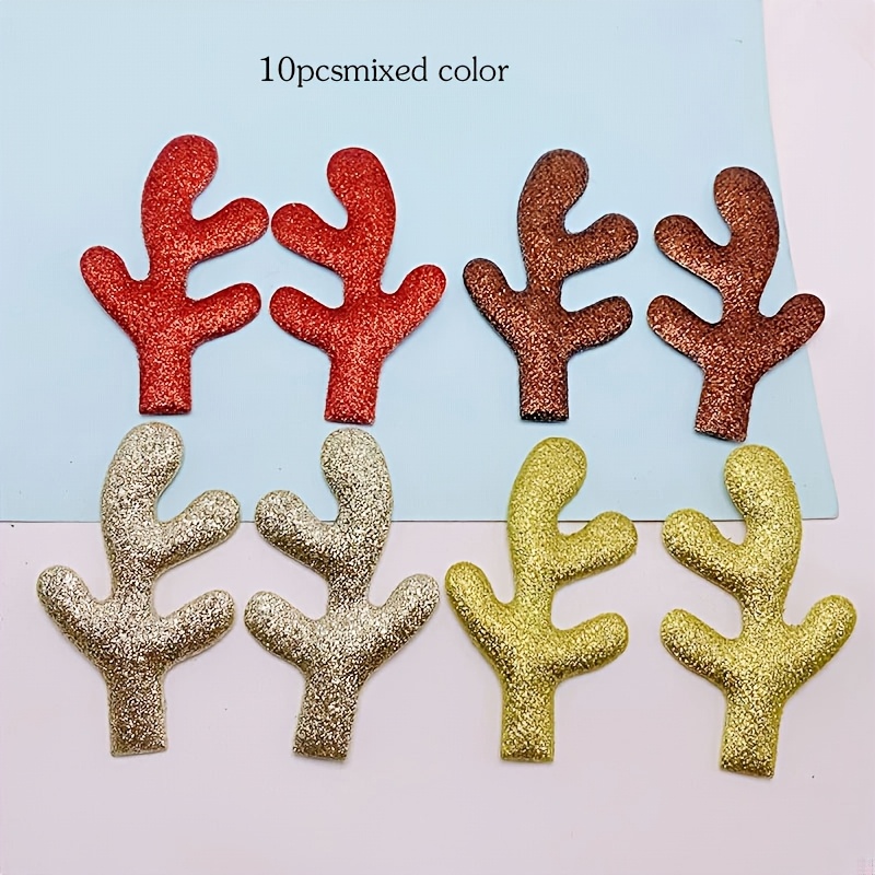 TEMU Lot de 10 accessoires de à paillettes dorées pour vêtements, chaussures, chapeaux et ornements, accessoires de cheveux de Noël, bandeaux,