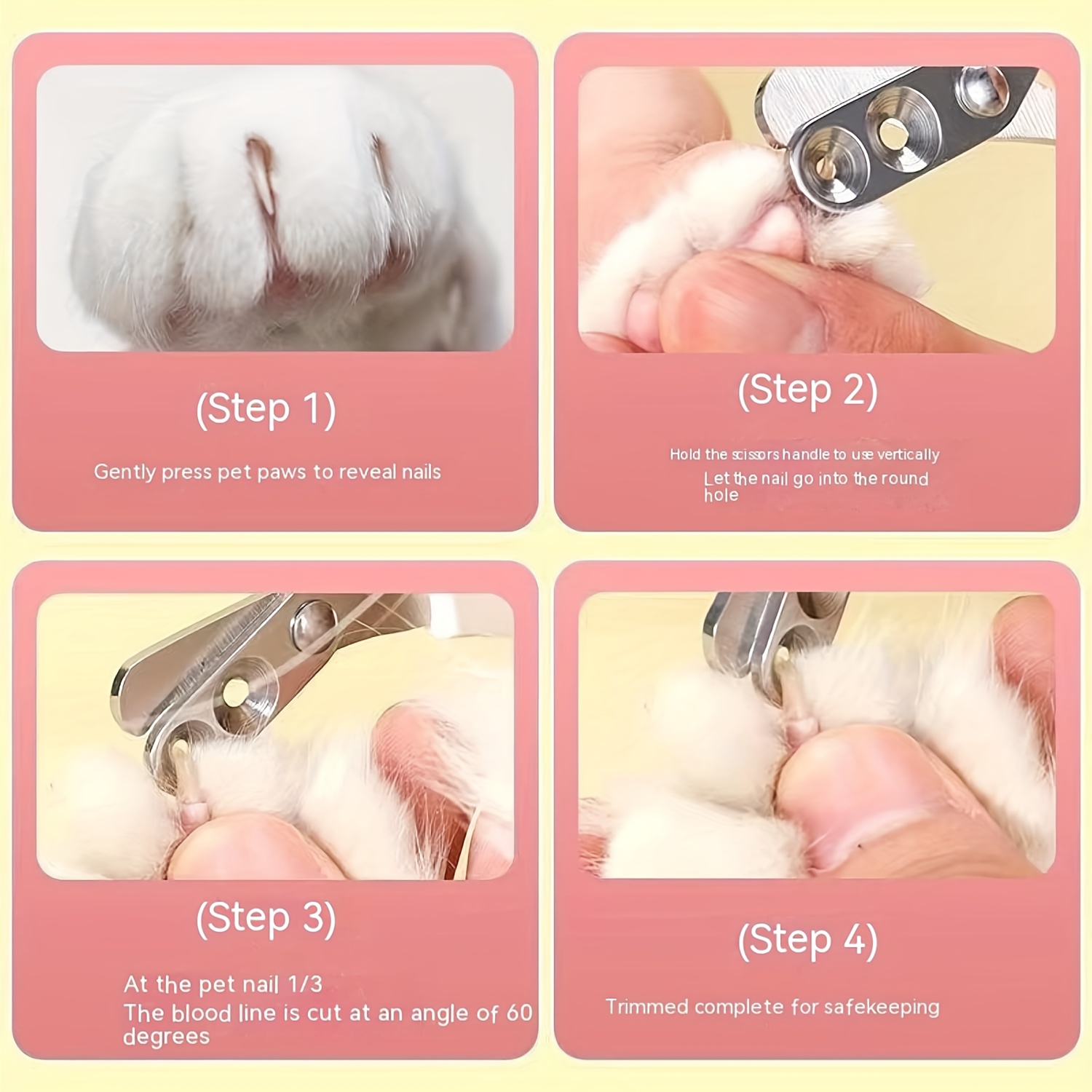 Custom Newly Upgraded Design Cat&Dog Nail Clipper Personalized Two Circular Cutting Holes of Different Size(2mm&4mm)-Avoid Over Cutting Pet Nail Clippers -Professional Paw Trimmer Set for Pet