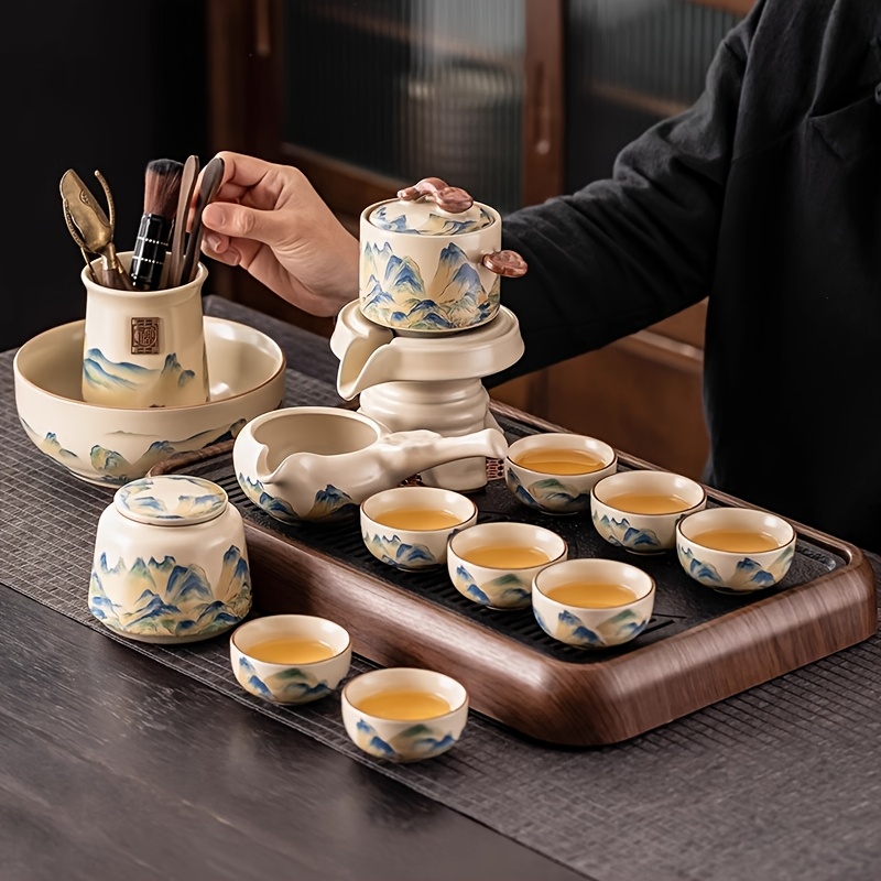IMIKEYA Set Da Tè In Ceramica 7 Pezzi – Teiera E Tazze In Zisha E Junyao, Marrone Scuro, Per Casa E Ufficio