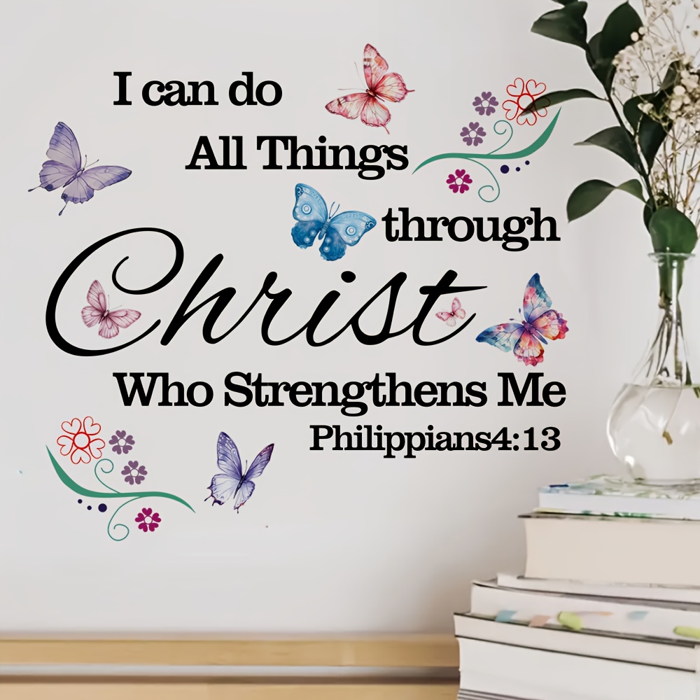 inspirational   floral wall decal with bible verse   peel sticker   for bedroom living room removable home decor   decorations