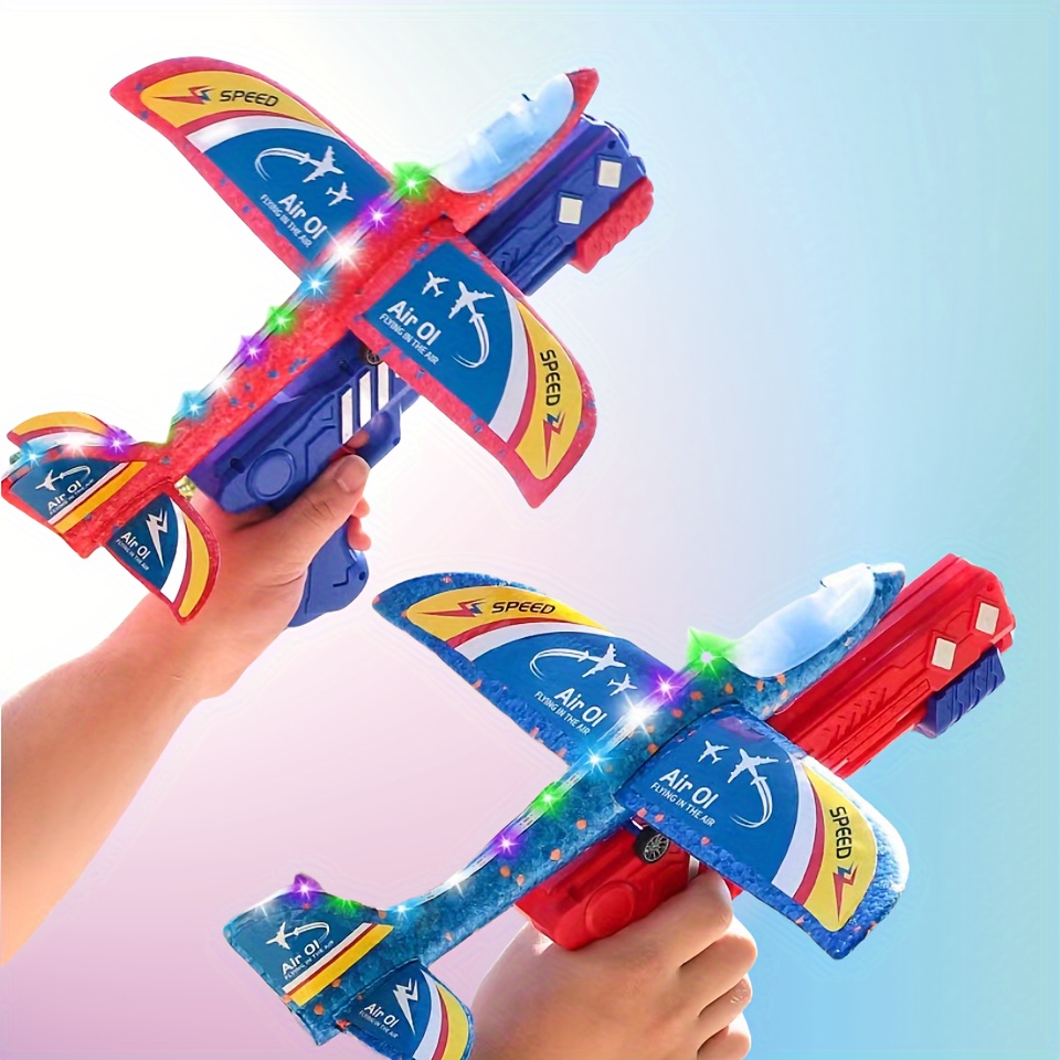 

4-piece High-fly Foam Airplane Launchers With Led Lights - Long Range, Durable Pc Material - Perfect Christmas Gift For Boys & Girls Ages 6-8