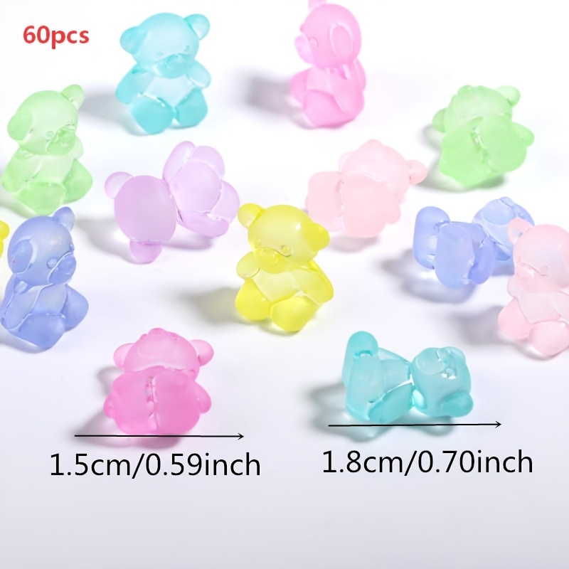 TEMU 60pcs Set Of 15x18mm Random Color Iridescent Frosted Acrylic Beads With , Loose Beads, Glossy Surface - Ideal For Making, Necklaces, Bracelets,
