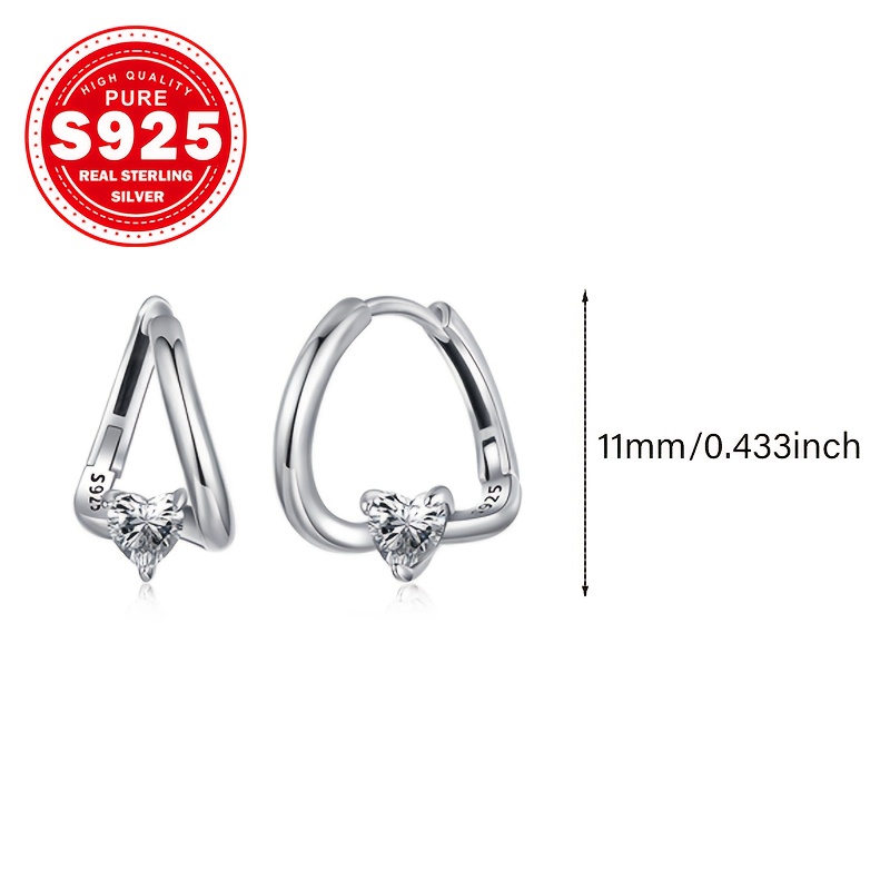 Women's S925 Silvery Asymmetric Heart Ear Cuffs