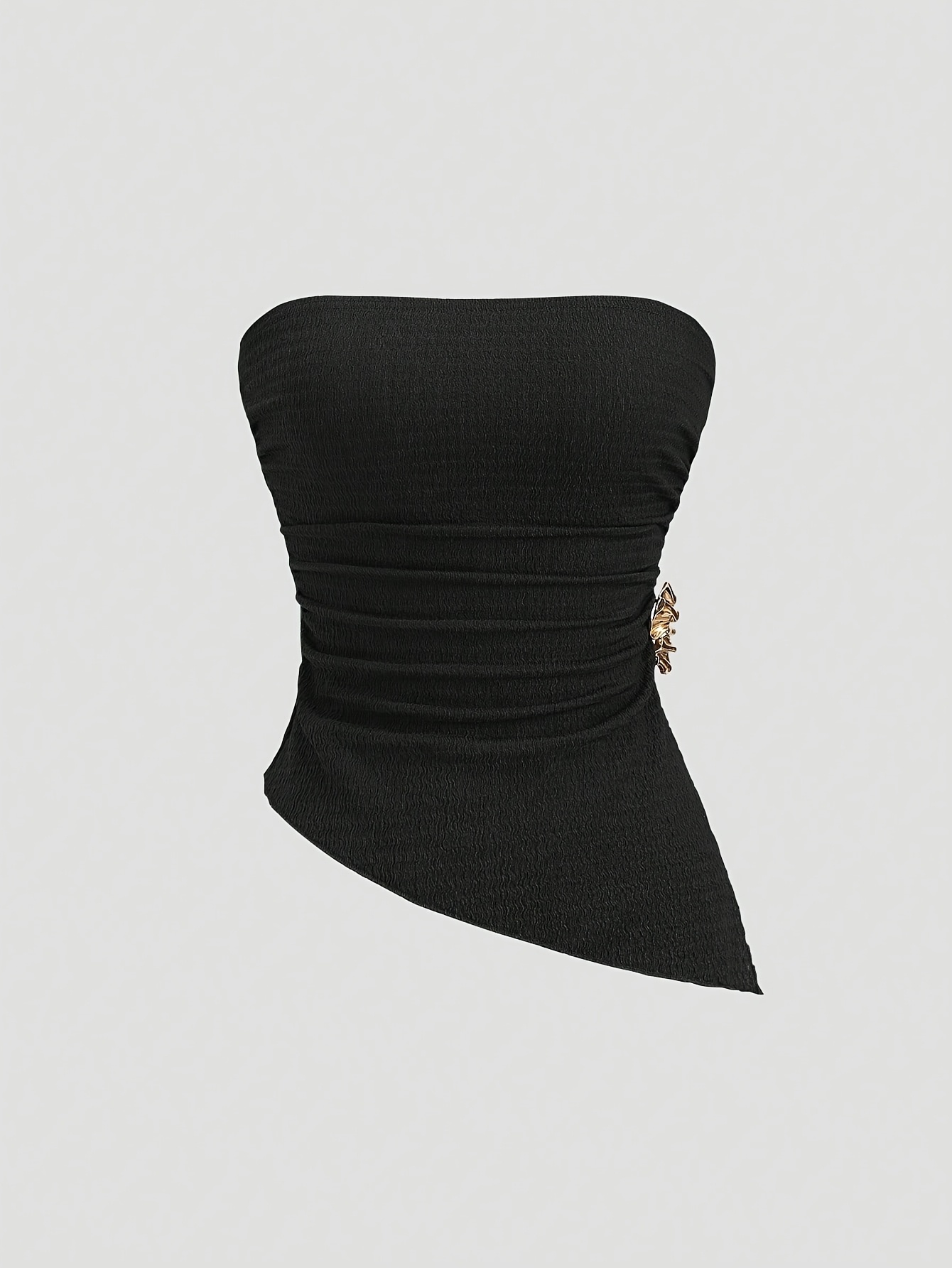 womens   crop top with ruched detail and slit