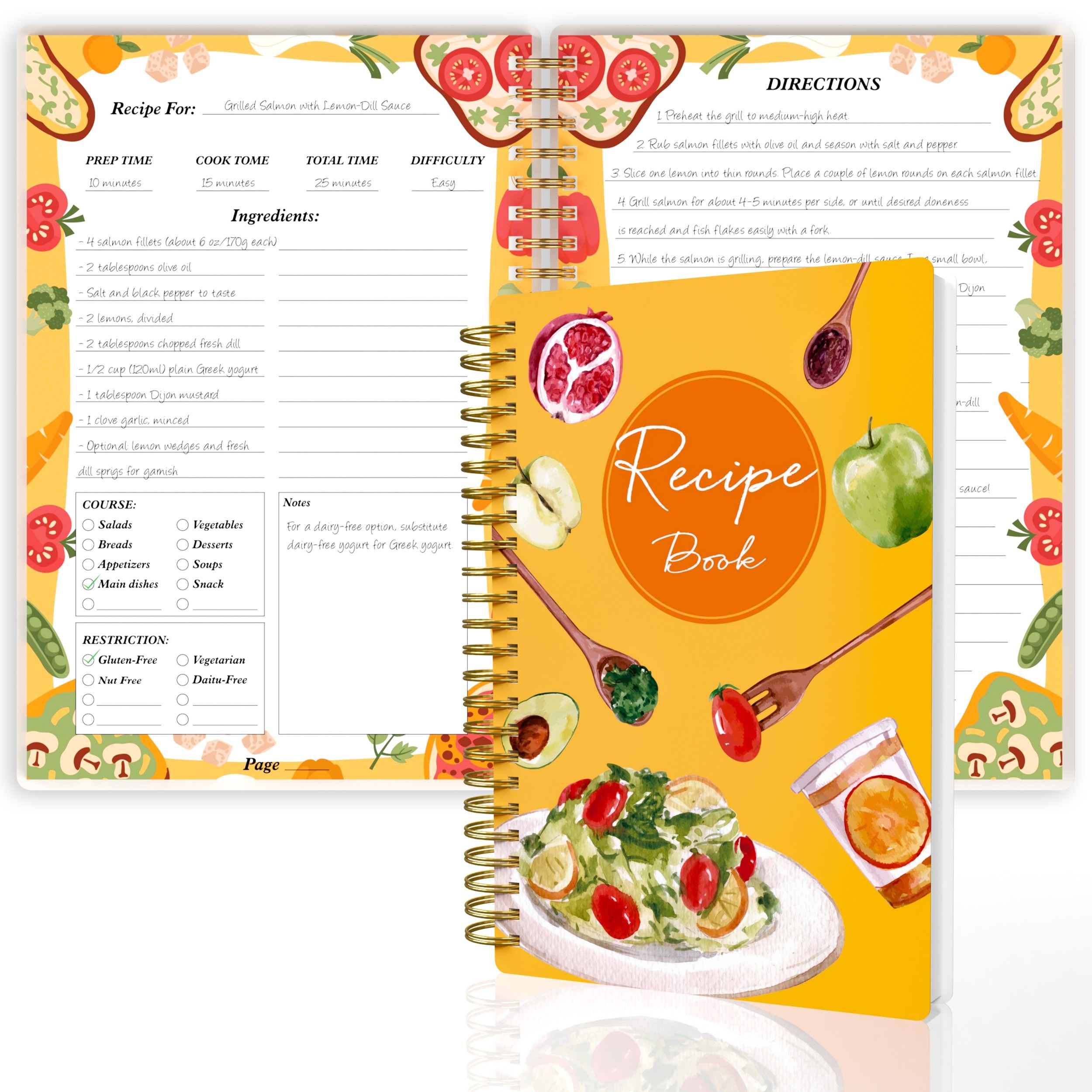 

Recipe Journal With Durable Plastic Cover - A5 Blank Cookbook For Adults To Record And Organize Personal Recipes - English Language Recipe Notebook With Thick Paper And Spiral Binding