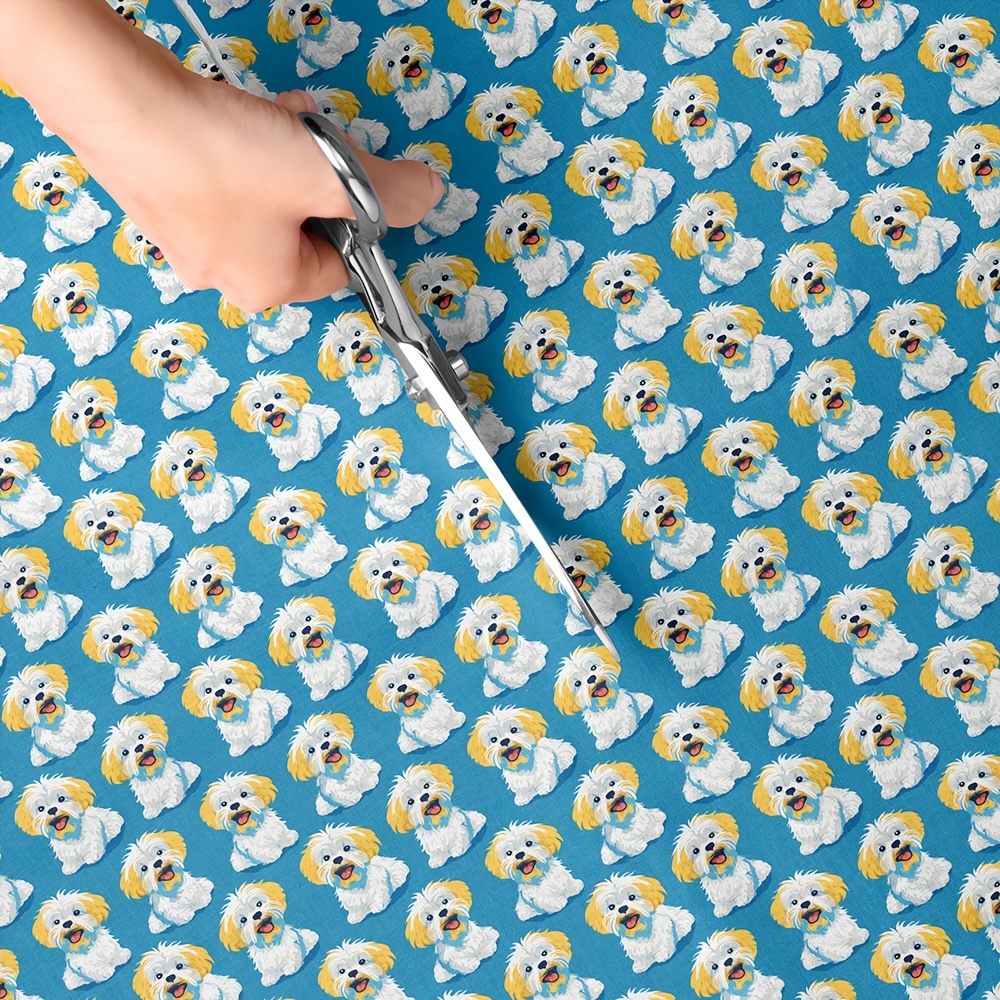 TEMU 1pc Cute Dog Print Fabric - 59 X 19.68 Inches (150 X 50 Cm) Pre-cut Polyester Fabric - Suitable For Sewing, Scrapbooking, Tablecloths And Crafts