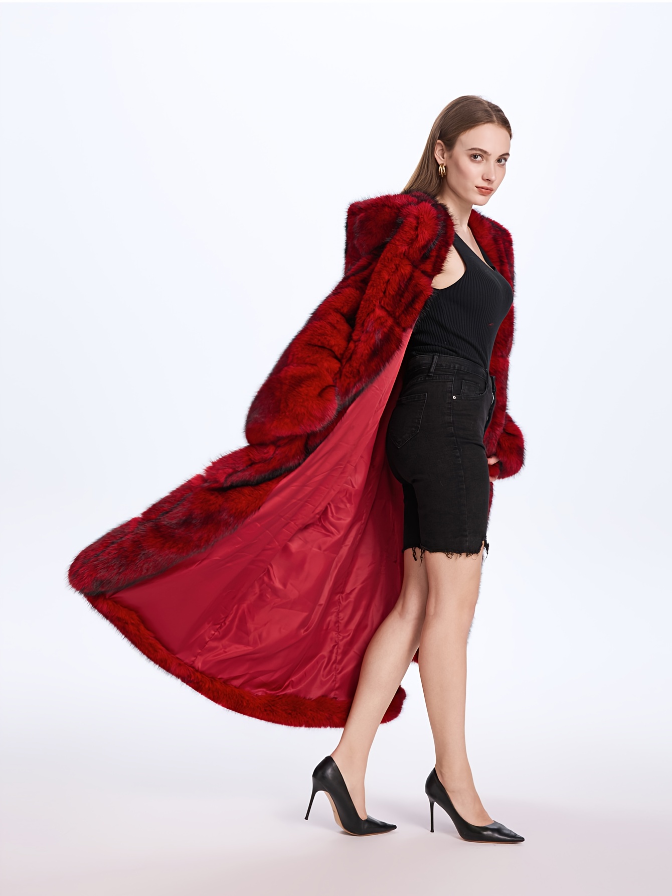 plus size elegant red coat women plus size winter - Temu Bahrain