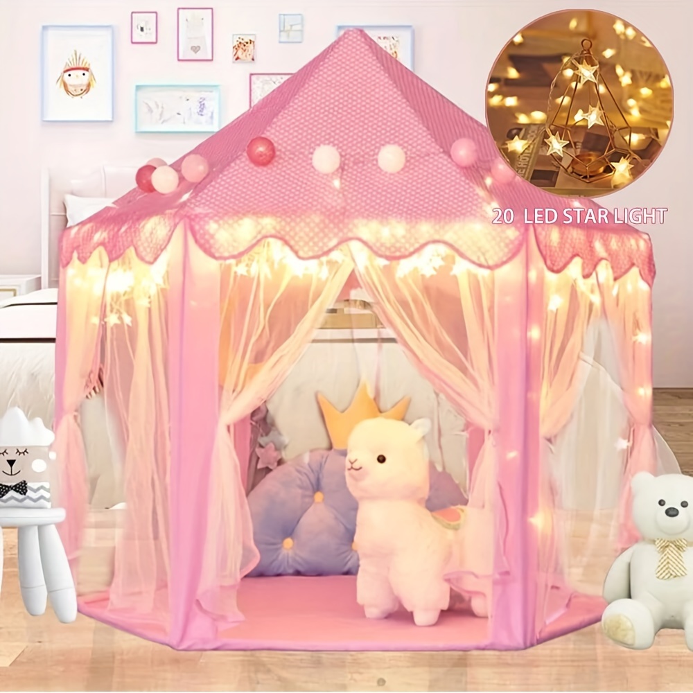 

Enchanting Princess Playhouse With Star Lights - Collapsible & Portable Fantasy Toy For Youngsters 3-8 Years, Ideal Christmas Present