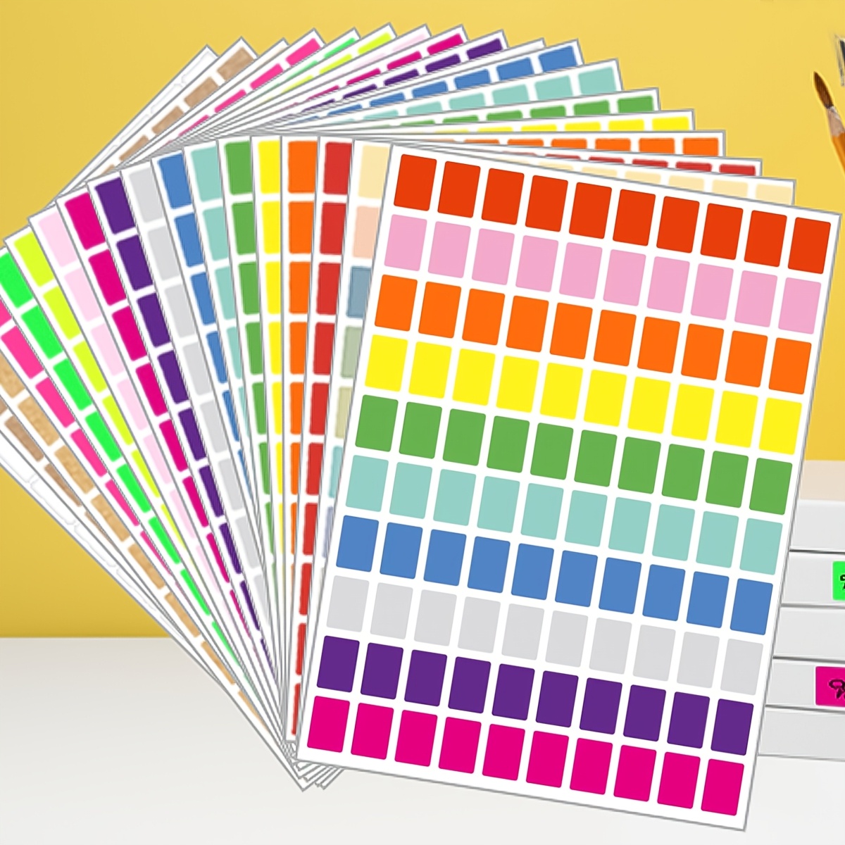 5 Sheets of 500pcs Colorful Square Classification Stickers for Organization