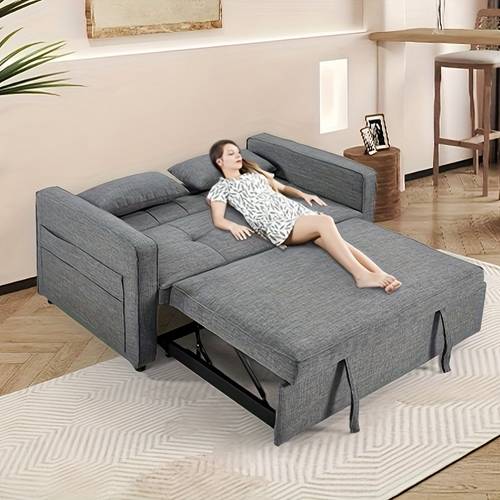 modern minimalist home furniture pullout sofa with adjustable back and side pockets living room 3 in 1 multifunctional sofa furniture