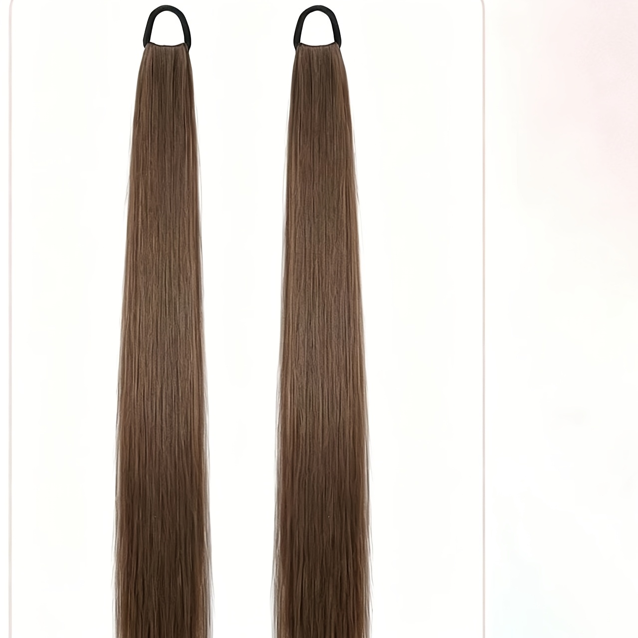 TEMU 2pcs Twin-tail Wig Women's Lo Style Jk Cute Long Straight Hair Simulation Band Low Ponytail Sweet Ponytail