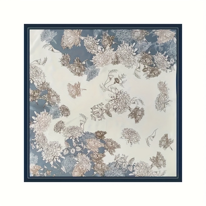 TEMU Women's Printed Satin Square Scarf, 90cm X 1pc