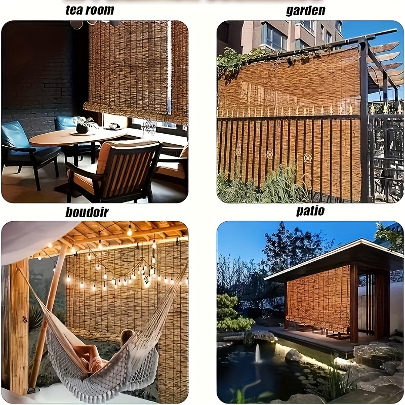 TEMU 1pc Of 3-meter Natural Willow And Rattan Woven Tape Fence Sunshade Privacy Panel Fence Garden Privacy Protection Screen Is Suitable For Garden,