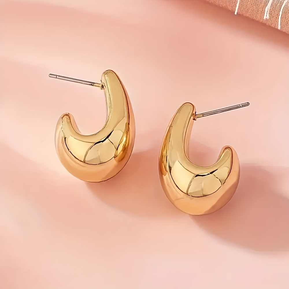 TEMU Western High-end Creative Water Drop Crescent Stud Earrings Fashion Temperament All-match Jewelry