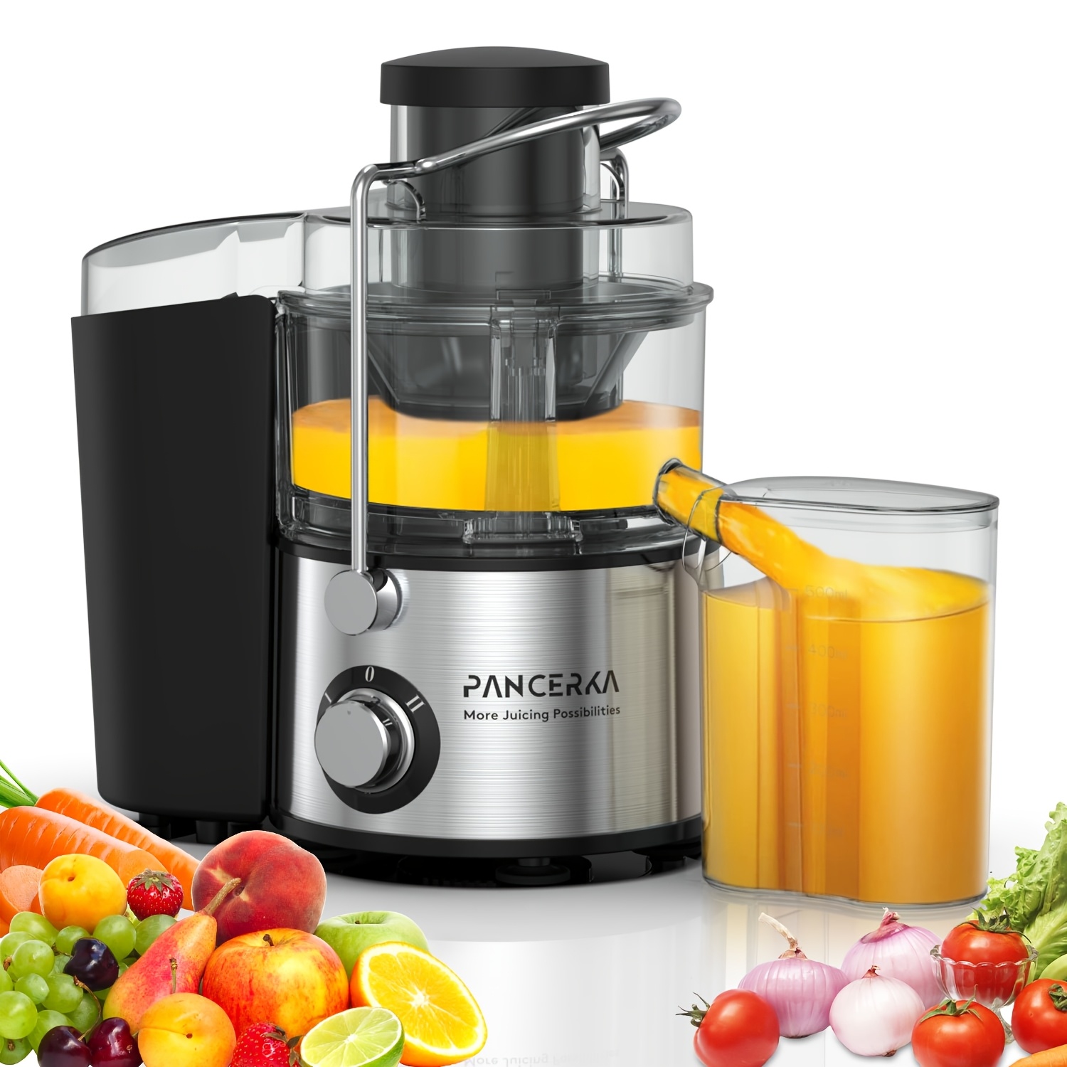 

Pancerka Centrifugal Juicer Machine, Large 3" Extra Large Feed Chute For Whole Fruits And Vegetables, Easy To Clean With Brush, Centrifugal Extractor, Bpa Free, Titanium-plated Filter, , 2