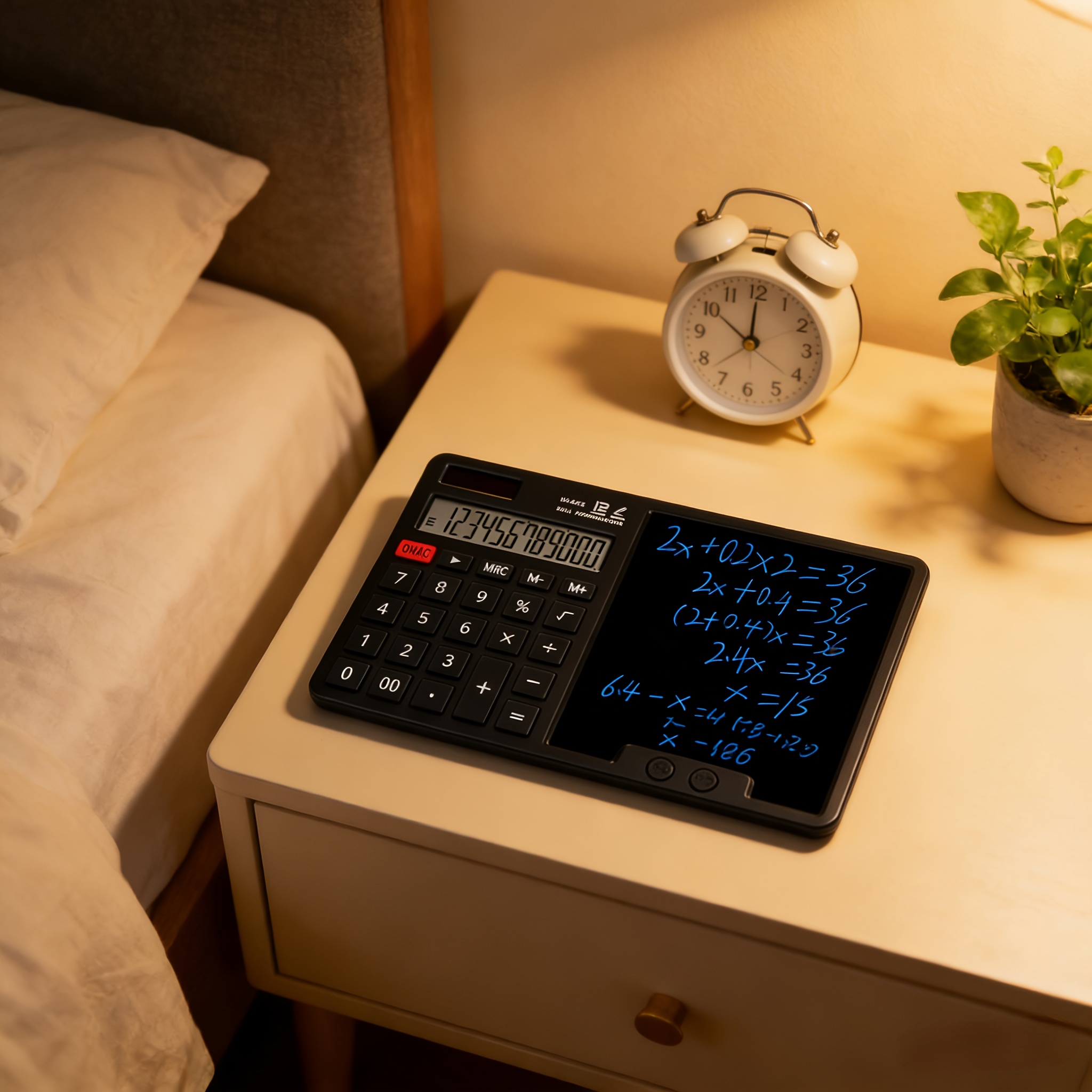 solar powered calculator with notepad display quiet large buttons ideal for   home and business modern touchscreen durable structure electronic components included battery not included Product details 2