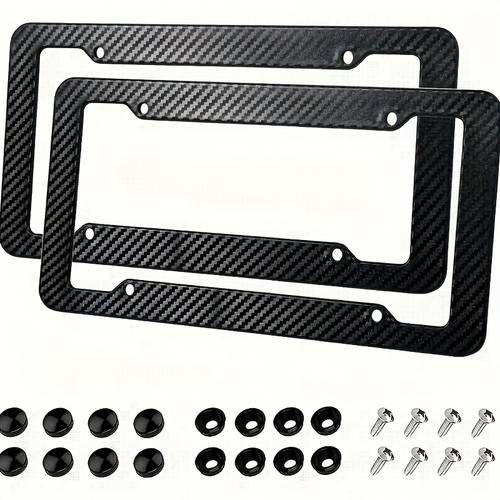 1pc 2pcs thickened high quality abs plastic license plate frame suitable for american canadian license plate size carbon fiber pattern license plate with matching screws and nuts