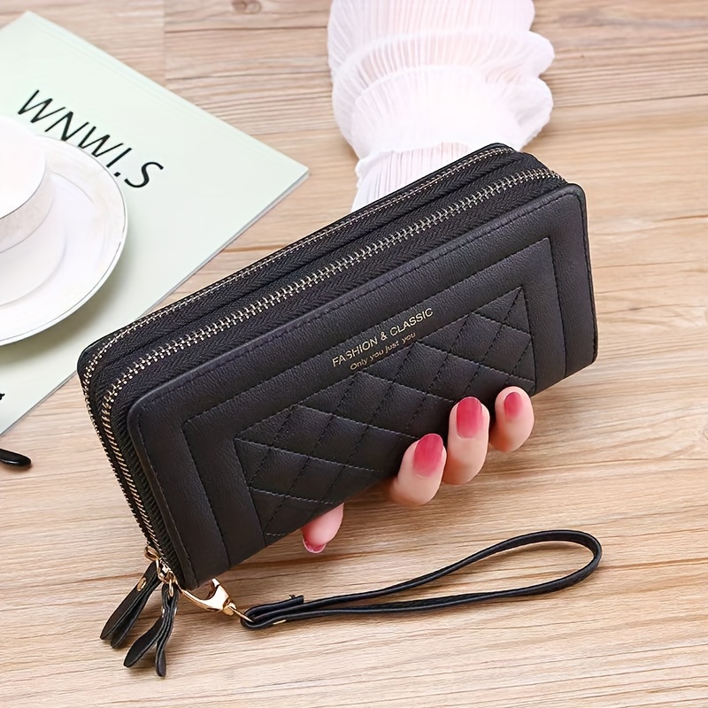 

Women'-layer Clutch Wallet - Portable Card Holder, Coin Purse, Phone Pouch For Organized Daily Use - Solid Color Leather Evening Bag With Zip Closure & Polyester Lining - Detachable Accessory