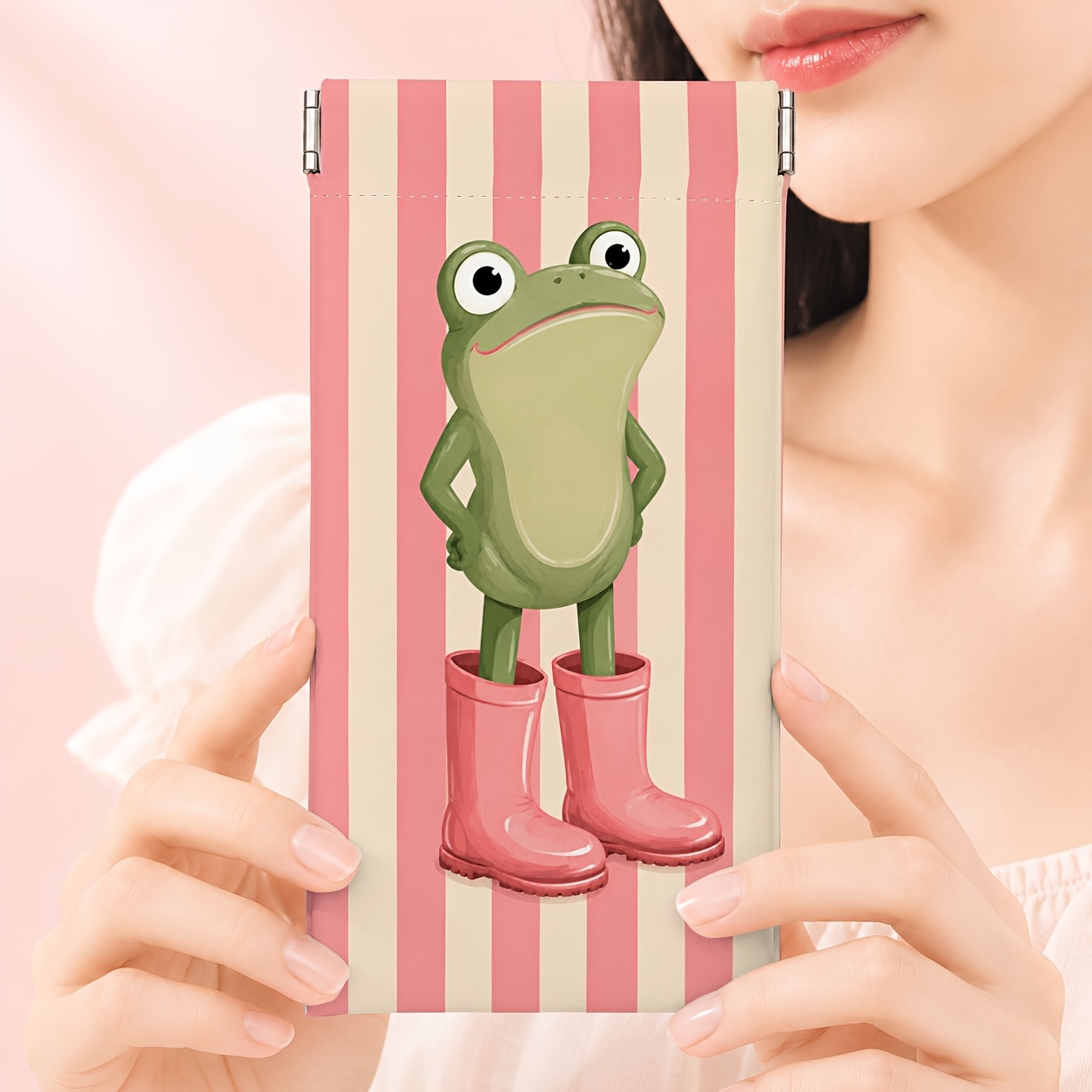 TEMU 1pc para Gafas de PU, Retro de Ilustración Animal a Rayas, Bolsa para Gafas de Cierre Automático de Gran Capacidad de 4.3 X 8.27 Pulgadas, Bolsa
