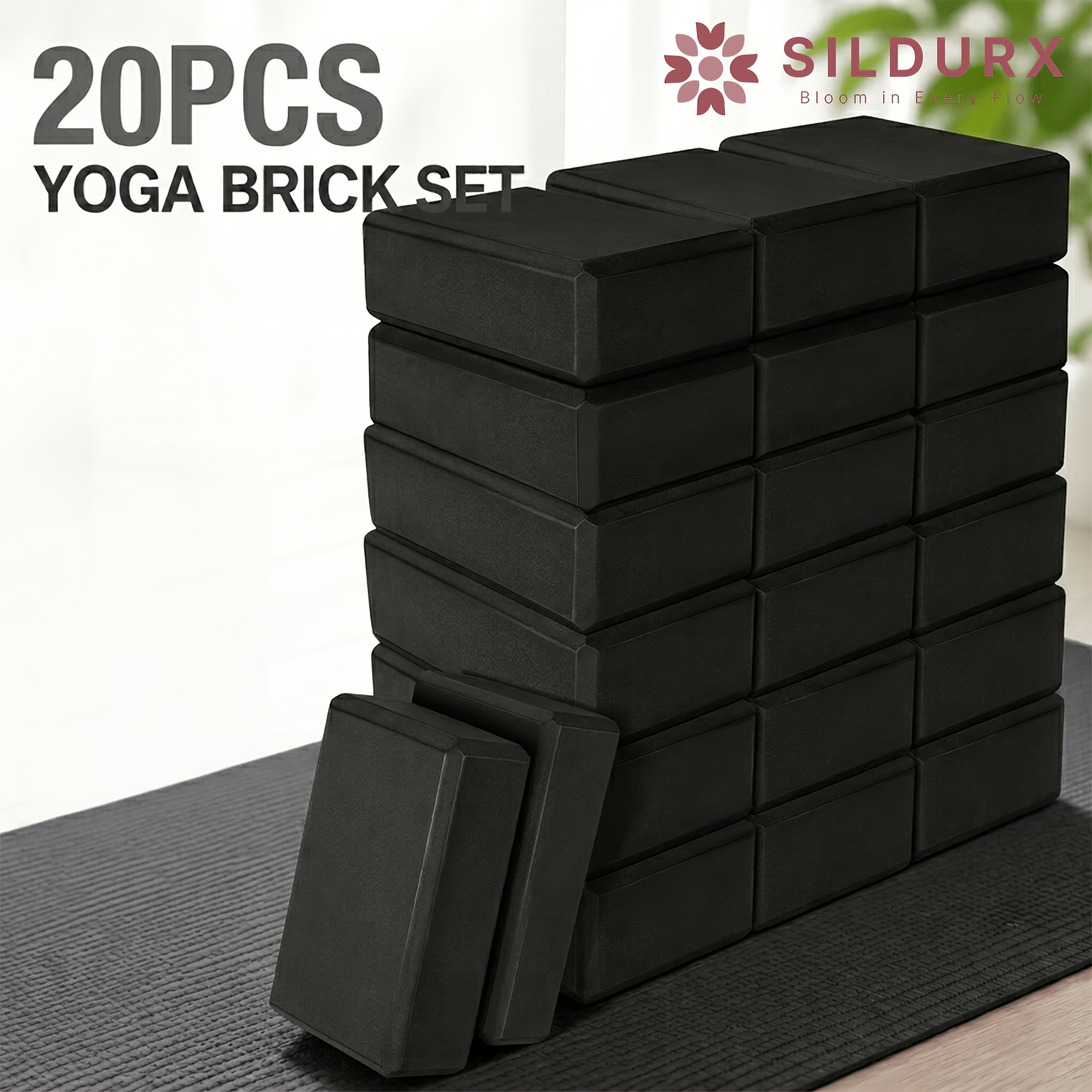 TEMU 20pcs Sildurx Yoga Blocks Suitable For Pilates, Stretching & Meditation - Lightweight Non-slip Foam Blocks With Supportive Cushioning, Sturdy