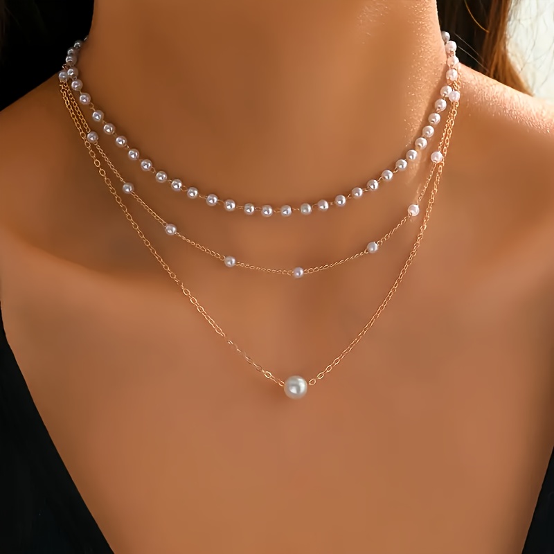 E-shop Elegantes, hübsches Damen-Anhänger aus goldenem Edelstahl für Freizeitkleidung zu jeder Jahreszeit, dreilagige Kettenkette