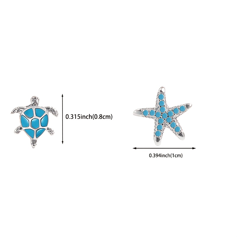 Women's Sea Turtle & Starfish Earrings, Cute Ocean Vibe