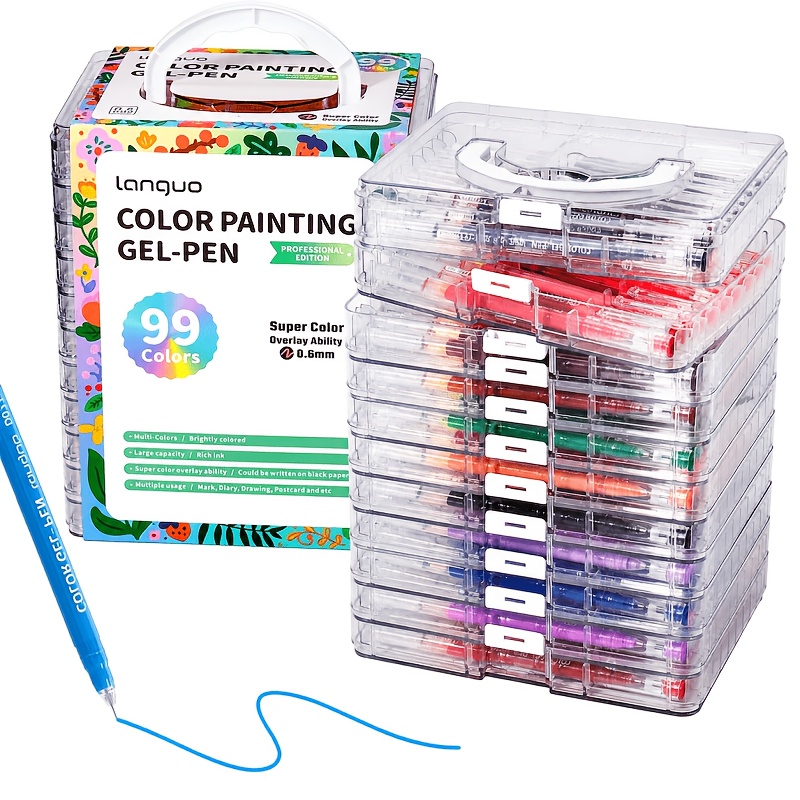 TEMU 99-color Gift Box Set Of Colored Gel Pen Stationery Pen Set, Suitable For 99 Different Colors Of Pens, Suitable For Black Paper And White Paper,
