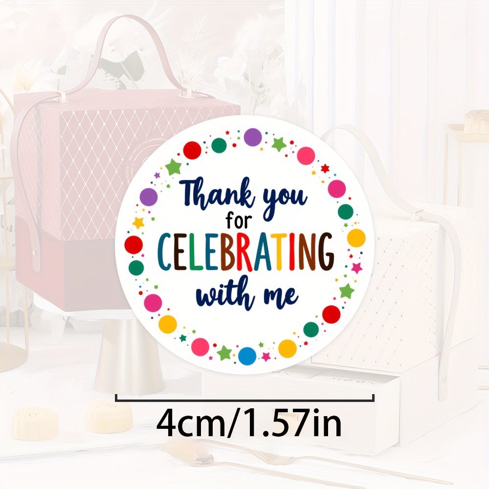 TEMU 42pcs Round Thank You Stickers - Multicolor Polka Labels, Glossy Disposable Party Decor Stickers, For Birthday Decorations, Events, Rewards,