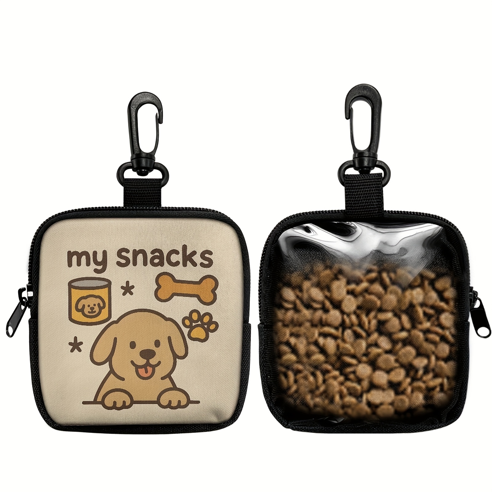 TEMU 1pz Borsa per Snack per Cani con Stampa Cane , Borsa per Snack con Gancio e Cerniera, Borsa per Addestramento Cuccioli, Borsa per Snack con per