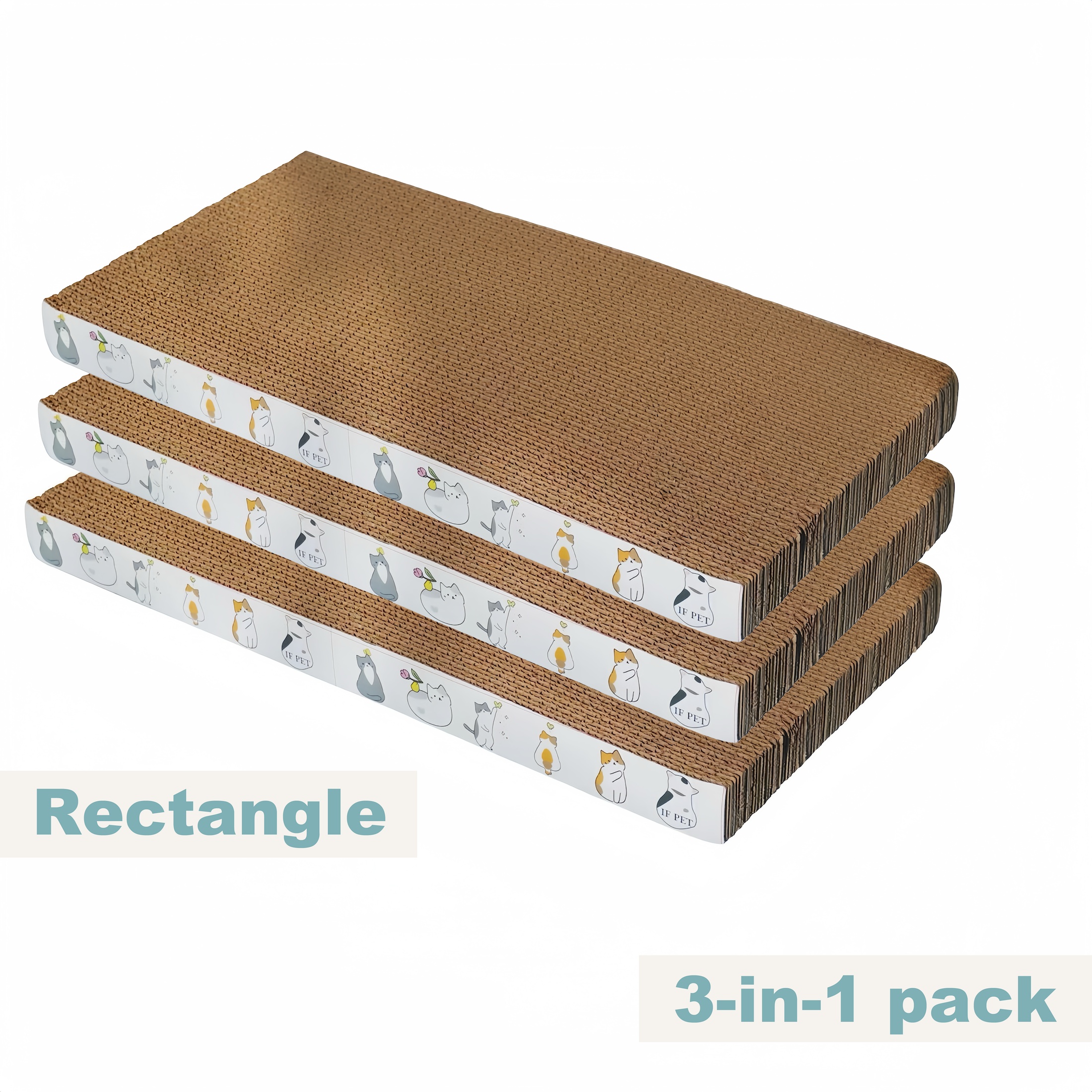 TEMU Extra-large Corrugated Cardboard Cat Scratcher Pad - Durable Scratch Board For Indoor Cats, Reversible Design With Wave Pattern, Non-slip Base,