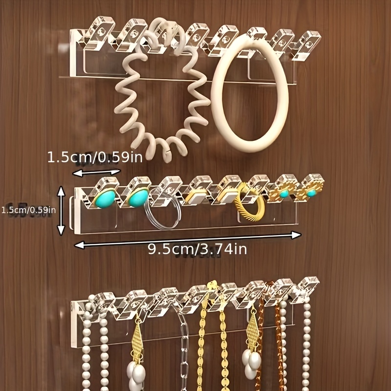 Wall-Mounted Transparent Acrylic Jewelry Hooks, 3/6pcs Set