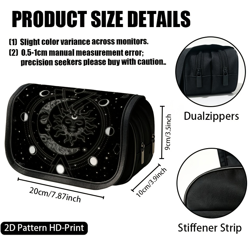 TEMU Mystical Celestial Moon White - Large Pencil Case Pouch For Students, Big Capacity Pencil Bag, Office College School Zipper Stationery Pen Bag