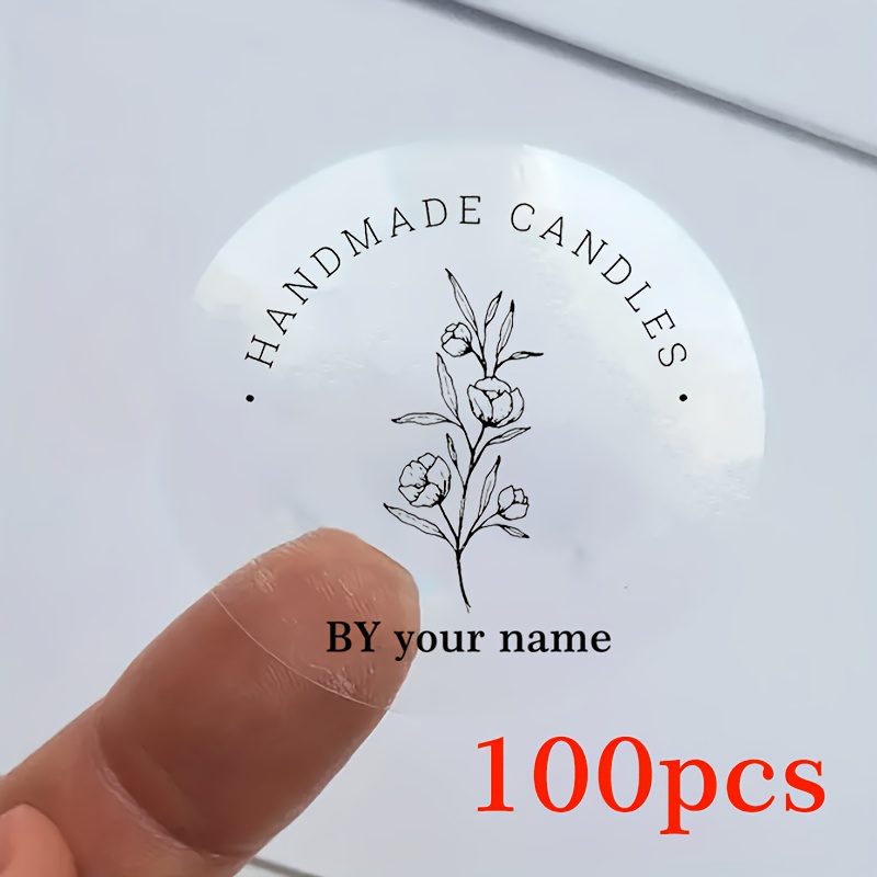 100 Customizable Black Transparent Stickers With Handmade Floral Designs - Perfect For Wedding And Party Packaging!