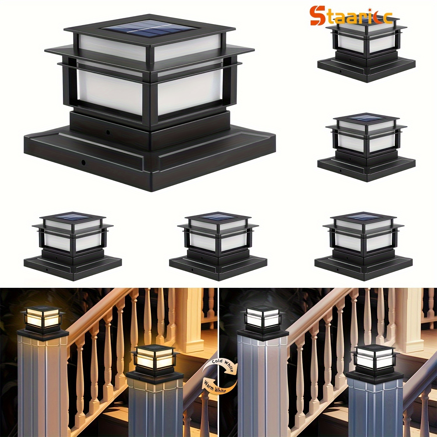 

6/4/2pcs Solar Post Cap Lights, Outdoor Bright Led Solar Post Lights Solar Fence Deck Light For Solar Light Garden Porch Patio Stair Decoration