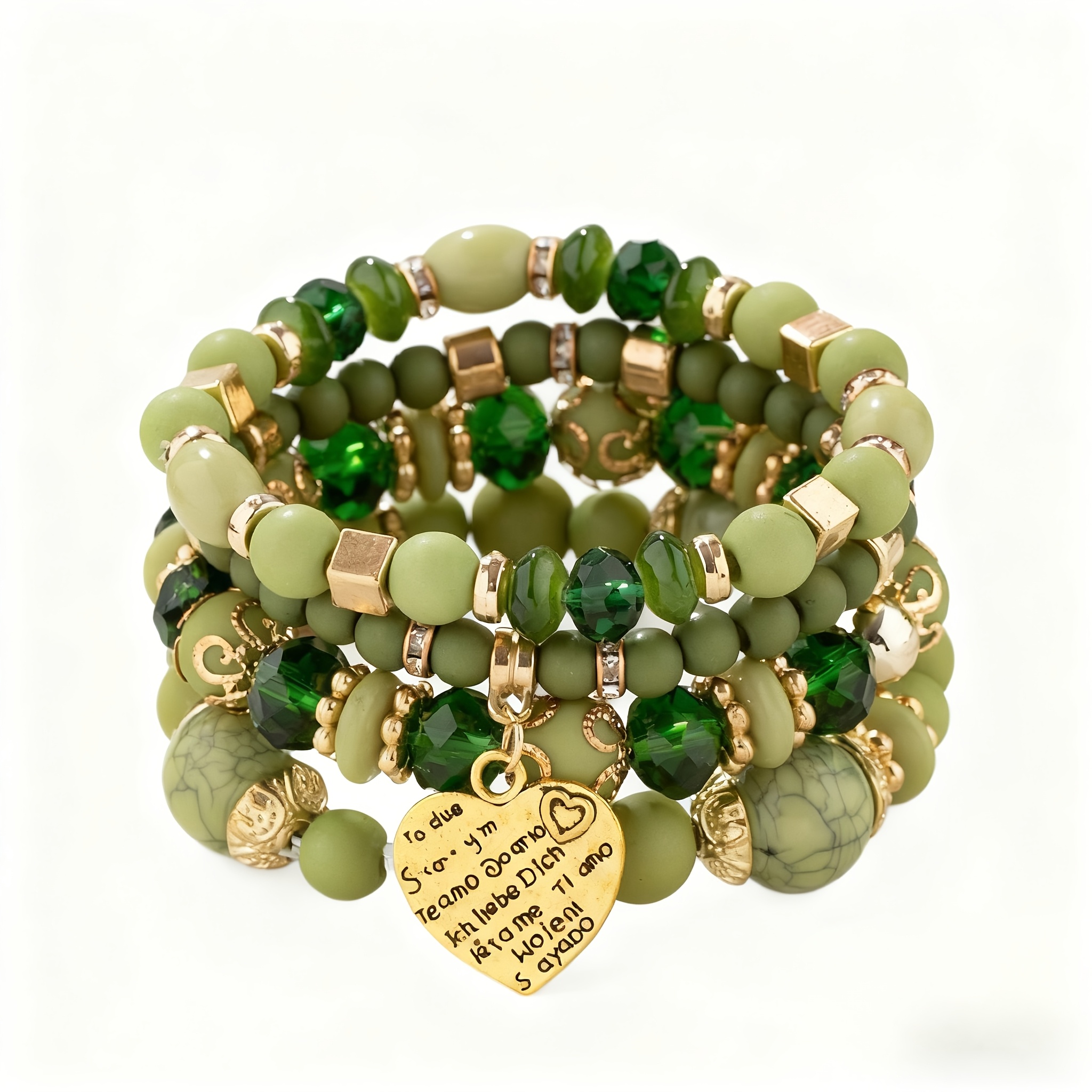 TEMU 4pcs Heart Pendant Bracelet