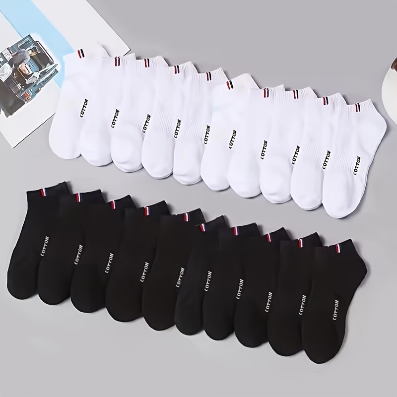 

20 Pairs Of Men's Anti Odor & Sweat Absorption Low Cut Socks, Comfy & Breathable Socks, For Daily & Outdoor Wearing, Spring And Summer