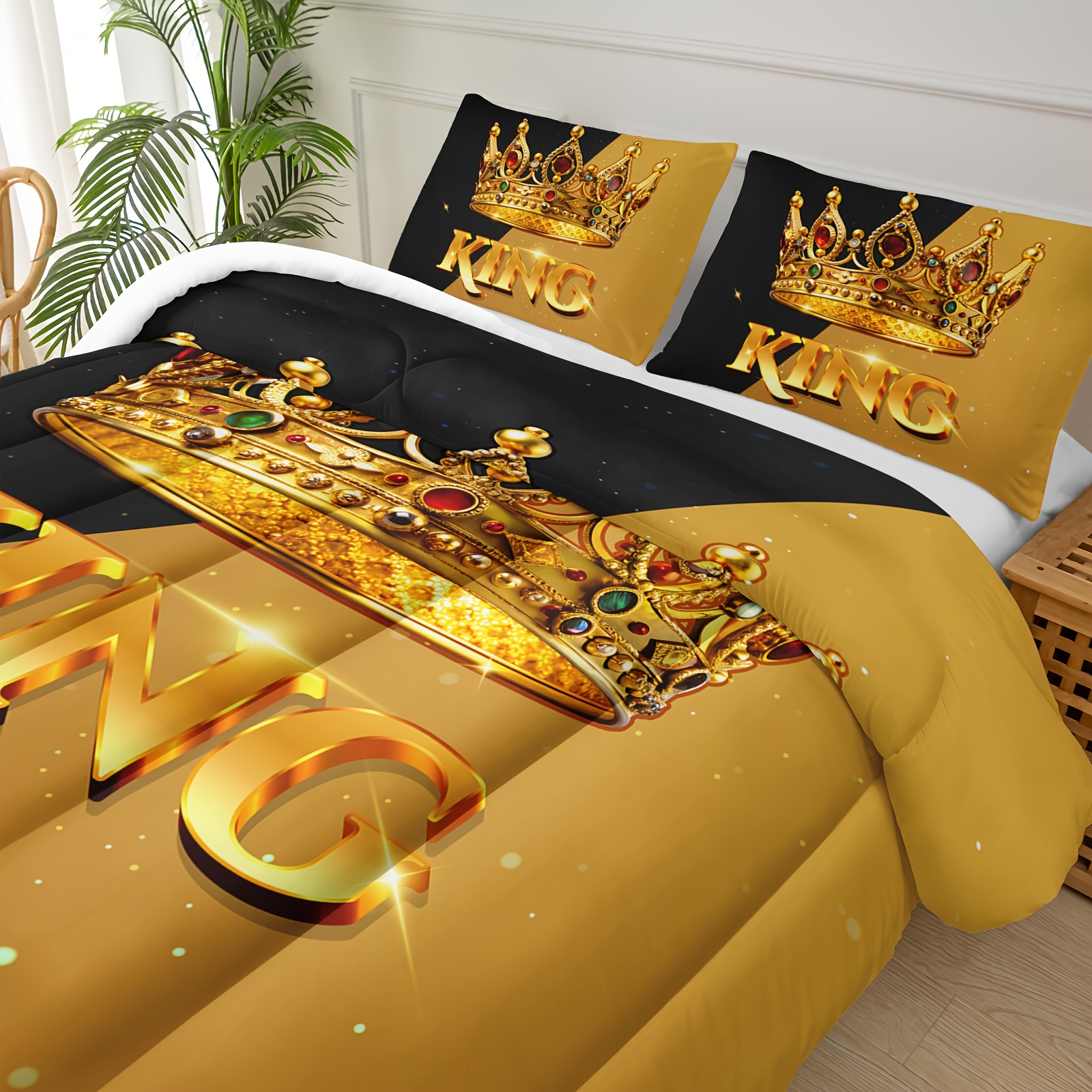 3pcs king queen   letter print quilt set couples quilt set ruby   print black and yellow bedding set valentines day themed wedding room decor 1 quilt 2 pillowcases without pillow core Product details 5