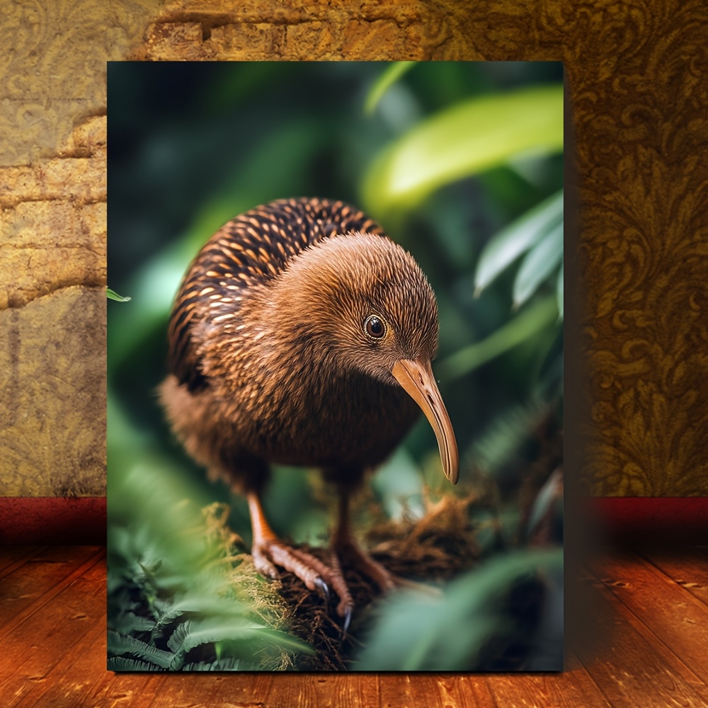 TEMU [2d Flat] 1pc Maori Kiwi Bird Canvas Art Print, 11.8 X 15.7 Inches, -inspired Wall Decor With Wooden Frame, Living Room, Bedroom, Office, , Kiwi
