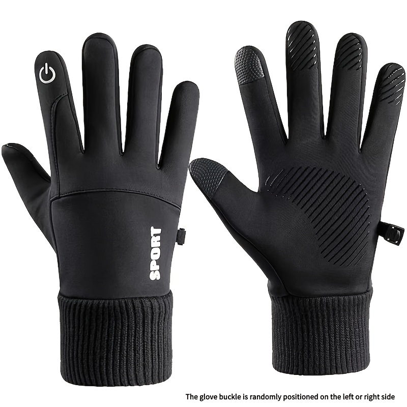 TEMU Men's Thermal Gloves With Lining & Touchscreen Compatible - Windproof Cold-resistant Winter Gloves Suitable For Motorcycle Riding, Driving,