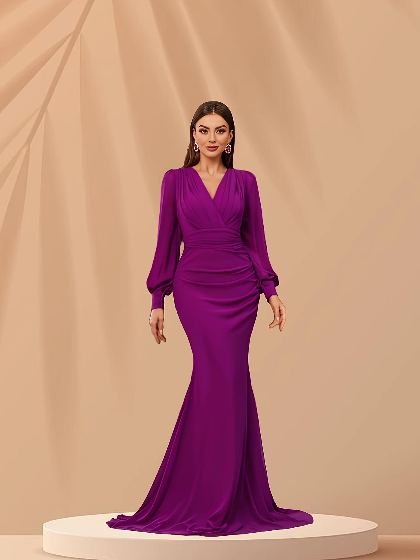 women's elegant solid color chiffon ruffle sleeve bodycon party dress