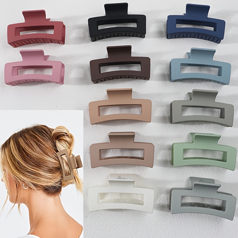 Image of 12pcs Frosted Fashionable Trendy Duckbill Clip Large Hairpin, Women's Back Of Large Hairpin Broken Hair Clip, Set Hair Clip Large Grab Clip Gift