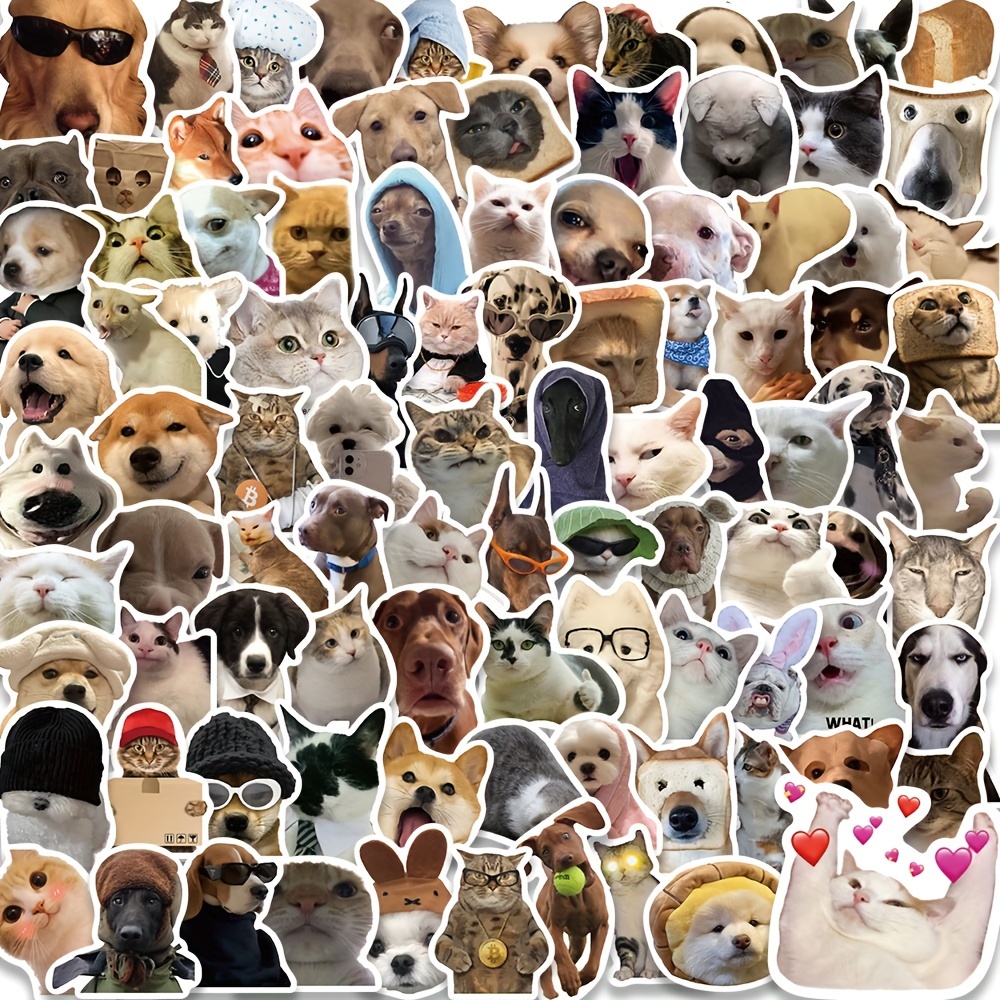 

100pcs/pack Funny Animal Stickers, Pvc Vinyl, Cute Dog & Cat Memes, Aesthetic Phone & Laptop Decals, Skateboard & Guitar Decor, Gift Stickers For Electronics Accessories