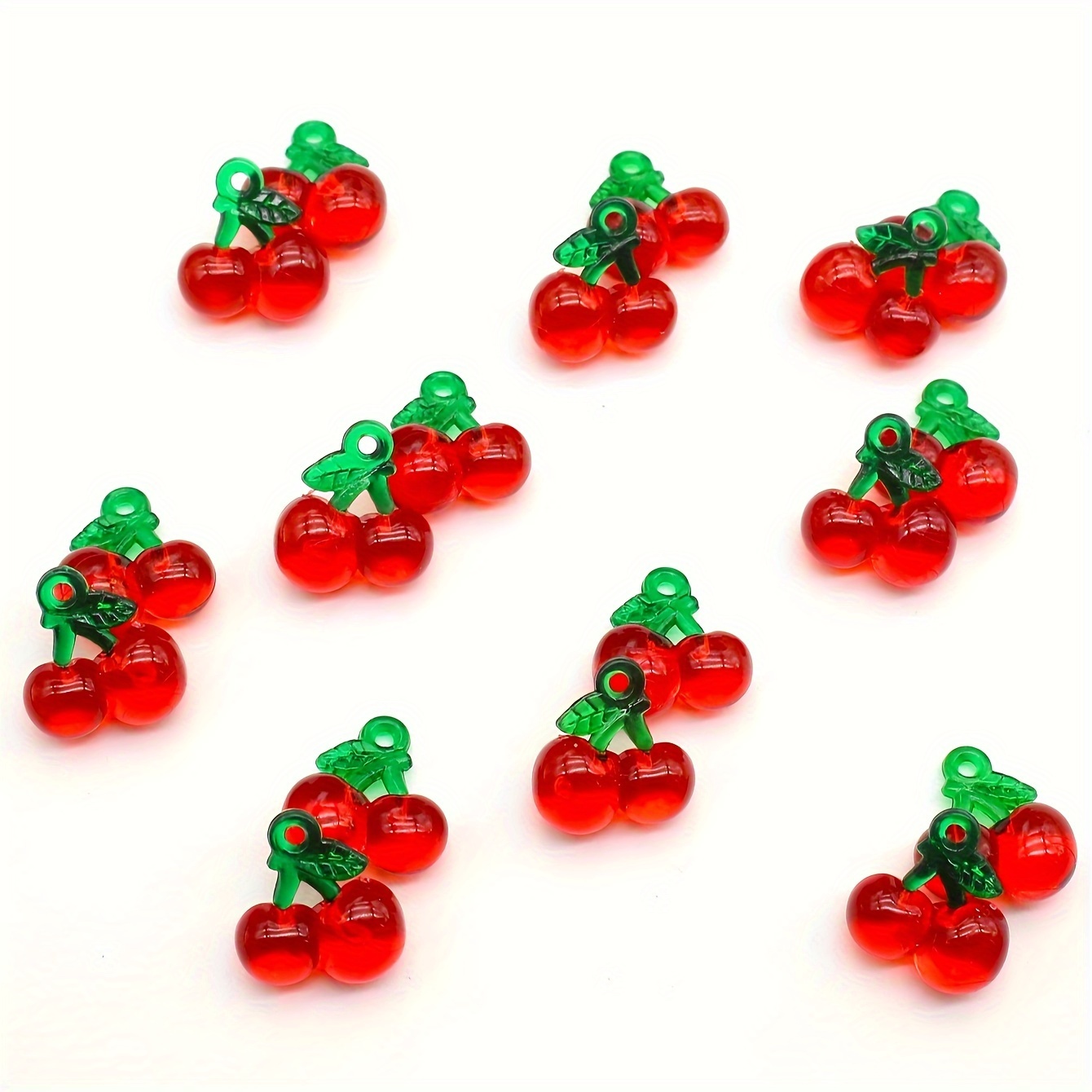 

10pcs Resin Cherry Charms Pendants For Diy Jewelry Making, Handmade Earring Necklace Bracelet Accessories