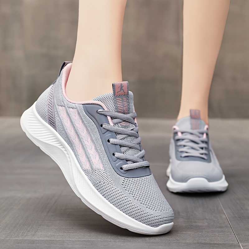 FKO Zapatillas de Malla Transpirable para Mujer - Zapatillas Ligeras de Caña Baja con Cordones y Suela Acolchada, /Opciones de Color para Gimnasio, Uso Casual - Ropa Deportiva, Zapatos para Mujer - Imagen 3