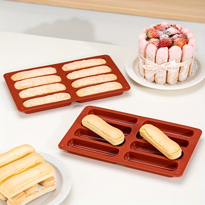 

1pc, Silicone Finger Biscuit Mold, 8-cavity, Non-stick & Flexible, Long Strip Cookie & Cake Mould, 3d Mousse & Pastry Pudding Mold, Baking Accessories