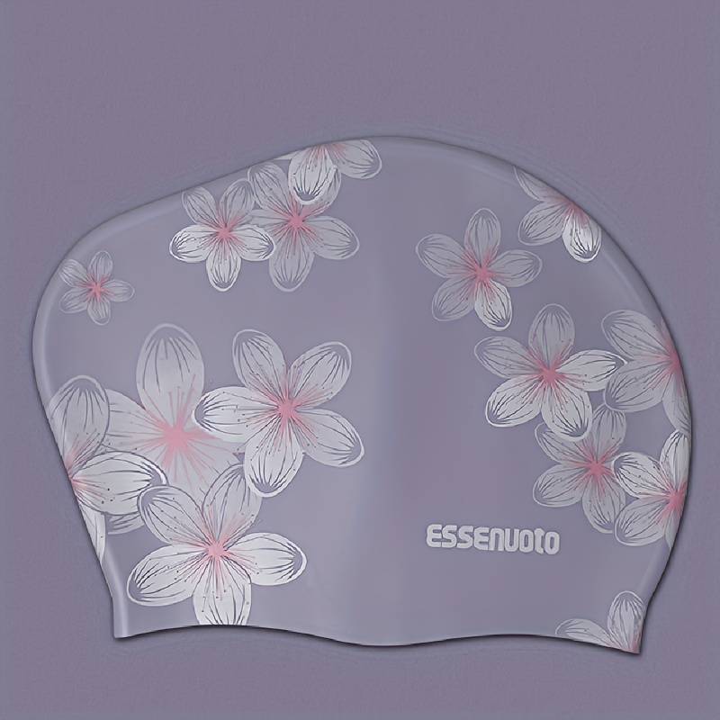 TEMU Silicone Swim Cap For Women With Long Hair, Large Head , Fashionable Bath Cap, Professional Adult Size Swimming Cap
