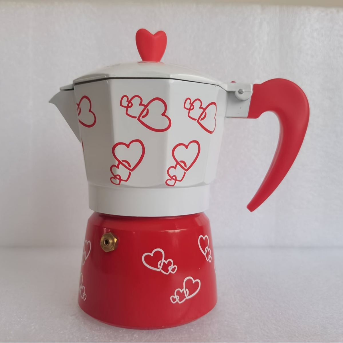 Italian Moka Coffee Maker, Aluminum with Heart Patterns