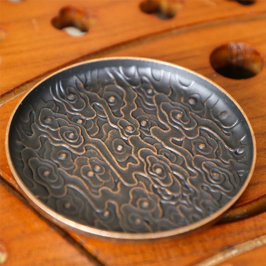 TEMU 1pc " " Alloy Coaster Chinese Style Heat-resistant Cup Holder Trendy Tea Set Accessory Creative Desktop Decor Non-slip Insulation Mat Business Gift Traditional Collectible