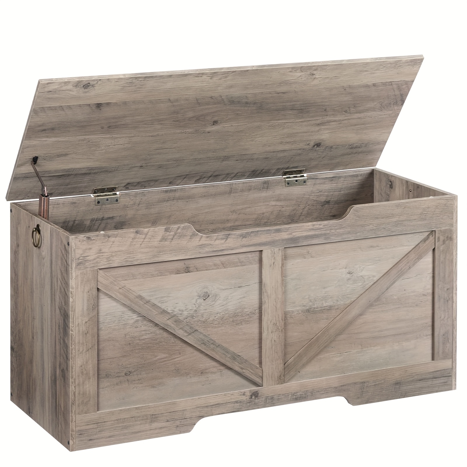 TEMU Boîte, Banc avec Espace de Rangement, Boîte de Rangement avec Couvercle, Coffre Banc, Boîte de Rangement, 2 Anneaux, 100 Cm, Robuste, Stable,