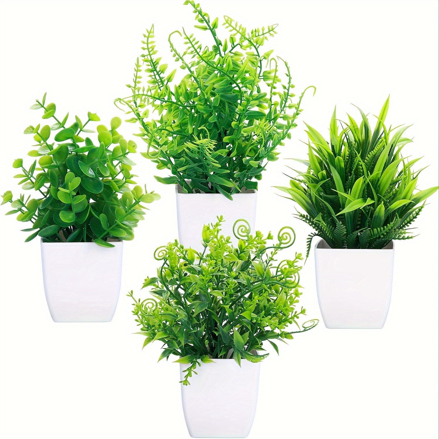 

4-pack Artificial Potted Plants - Indoor Lifelike Plastic Greenery For Home Office Decor, Faux Desk Plants With Real Touch Leaves, Non-toxic Small Fake Plants For Indoor Decoration